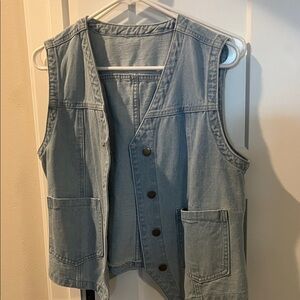 Light Blue Denim Vest with Pockets